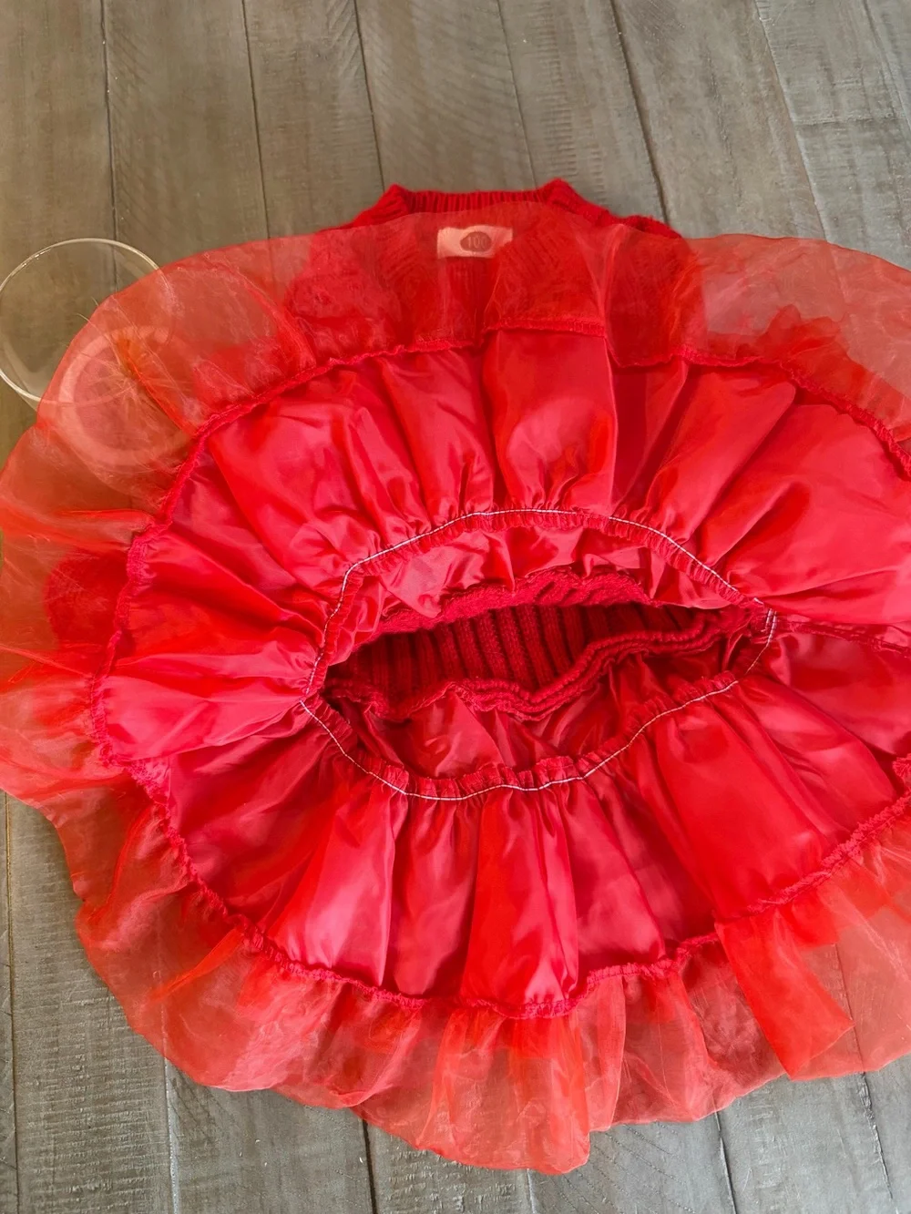 Red Holidays Sweater Cable Knit Tutu Dress with Tulle Trim